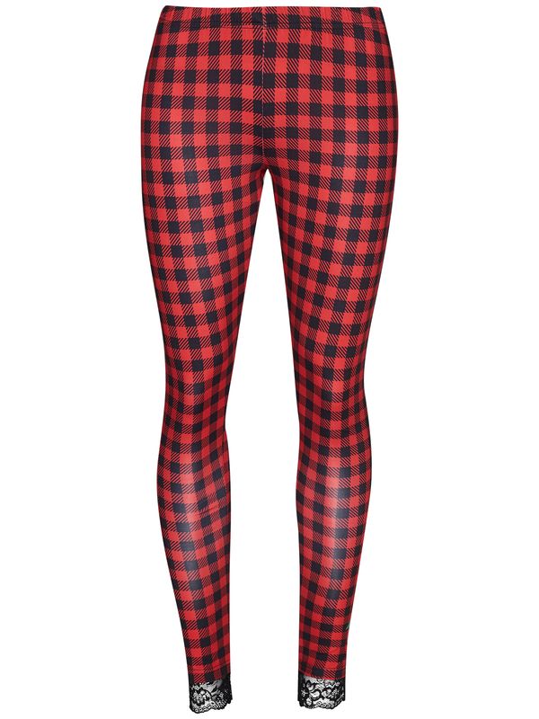 Nastrovje Potsdam Pussy Deluxe Red Checkered Damen Leggings rot allover