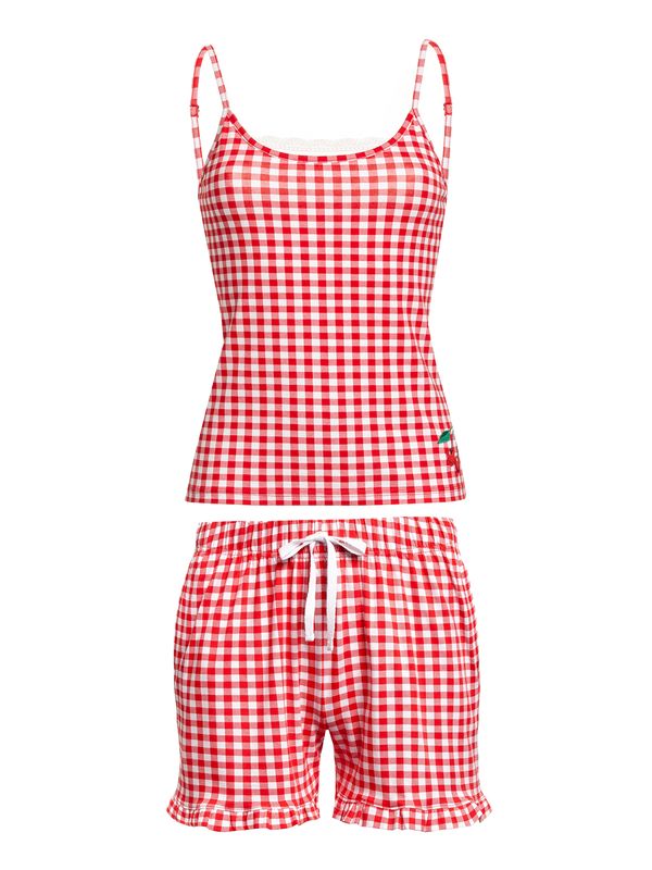 Nastrovje Potsdam Pussy Deluxe Red Plaid Damen Pyjama rot allover