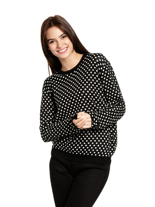 Nastrovje Potsdam Pussy Deluxe Dotties Damen Strickpullover schwarz allover