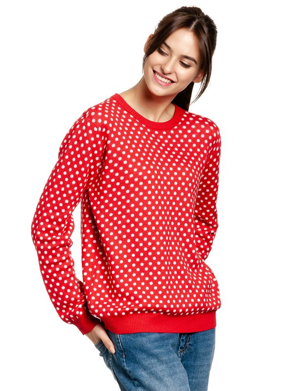 Nastrovje Potsdam Pussy Deluxe Chic Dotties Damen Strickpullover rot allover