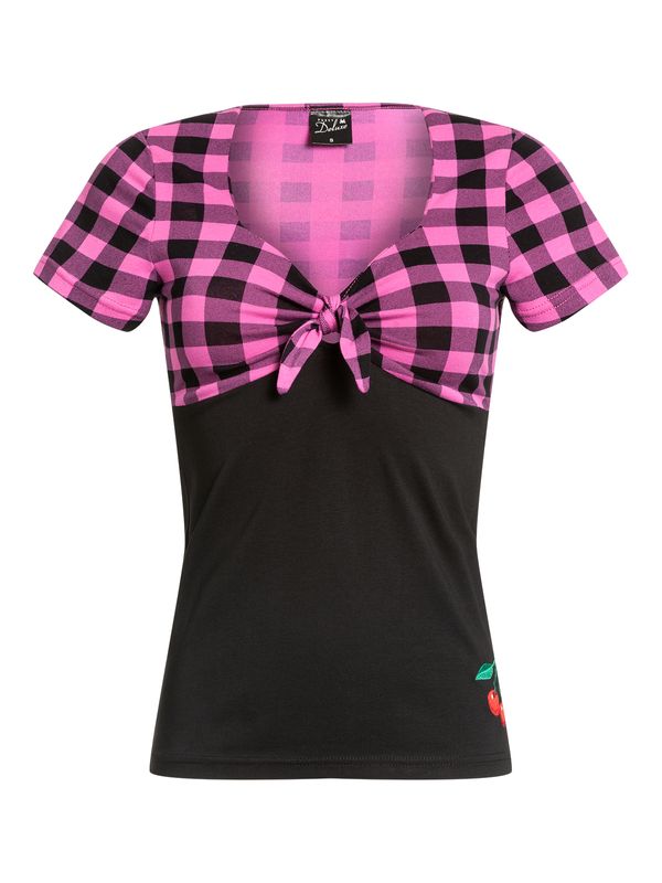 Nastrovje Potsdam Pussy Deluxe Pink Checkered Damen T-Shirt schwarz/lightpink