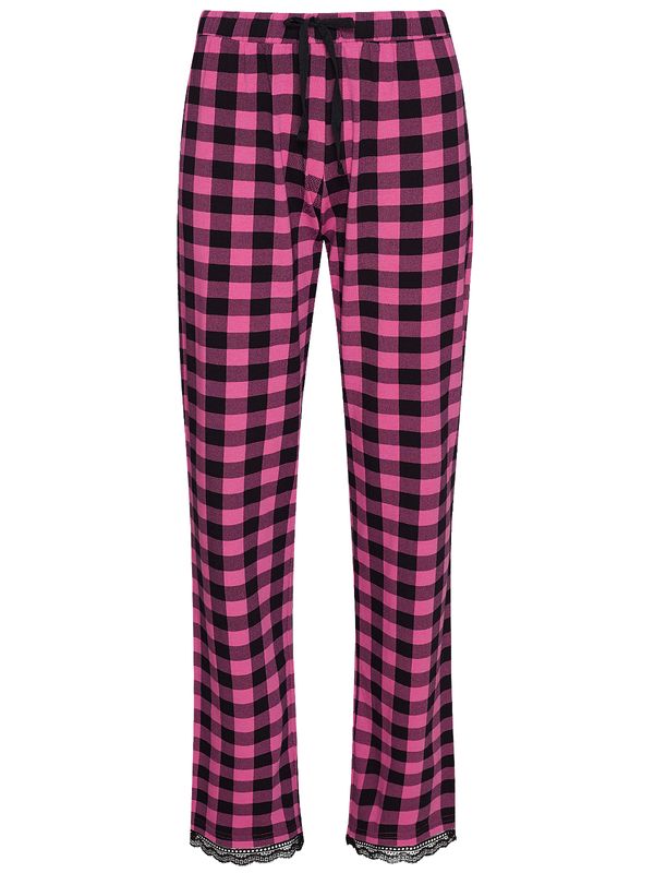 Nastrovje Potsdam Pussy Deluxe Pink Checkered Damen Schlafhose schwarz/lightpink