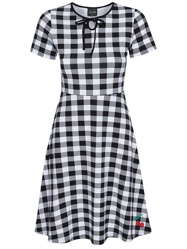 Nastrovje Potsdam Pussy Deluxe Back to 1955 black Checkered Damen A-Linien-Kleid schwarz allover