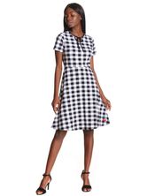 Pussy Deluxe Back to 1955 black Checkered Damen A-Linien-Kleid schwarz allover