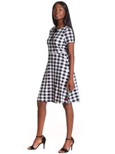 Pussy Deluxe Back to 1955 black Checkered Damen A-Linien-Kleid schwarz allover