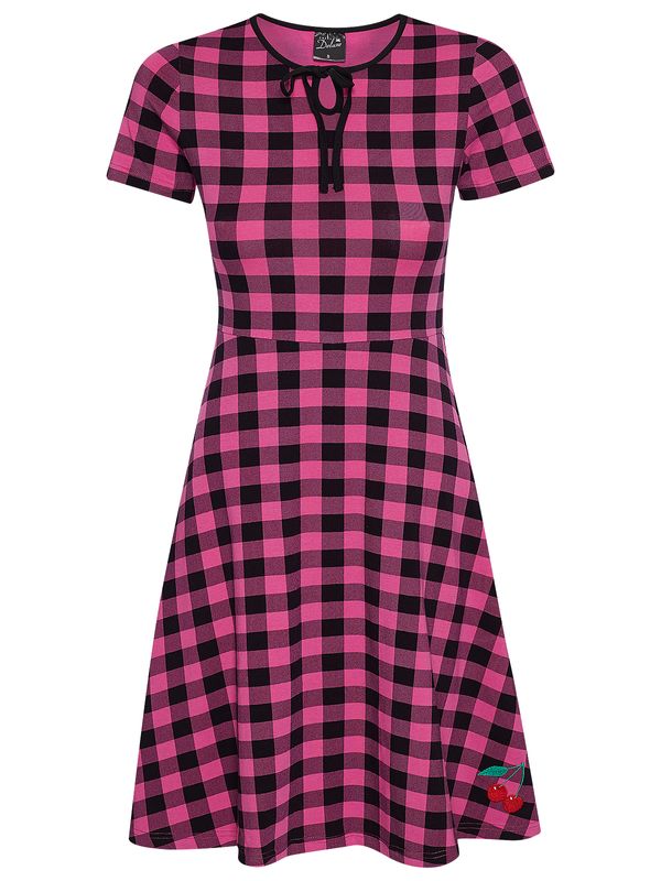 Nastrovje Potsdam Pussy Deluxe Back to 1955 pink checkered Damen A-Linien-Kleid pink allover