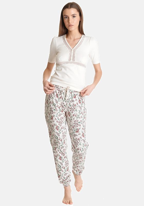 Nastrovje Potsdam Vive Maria Hidden Garden Damen Pyjama creme/allover