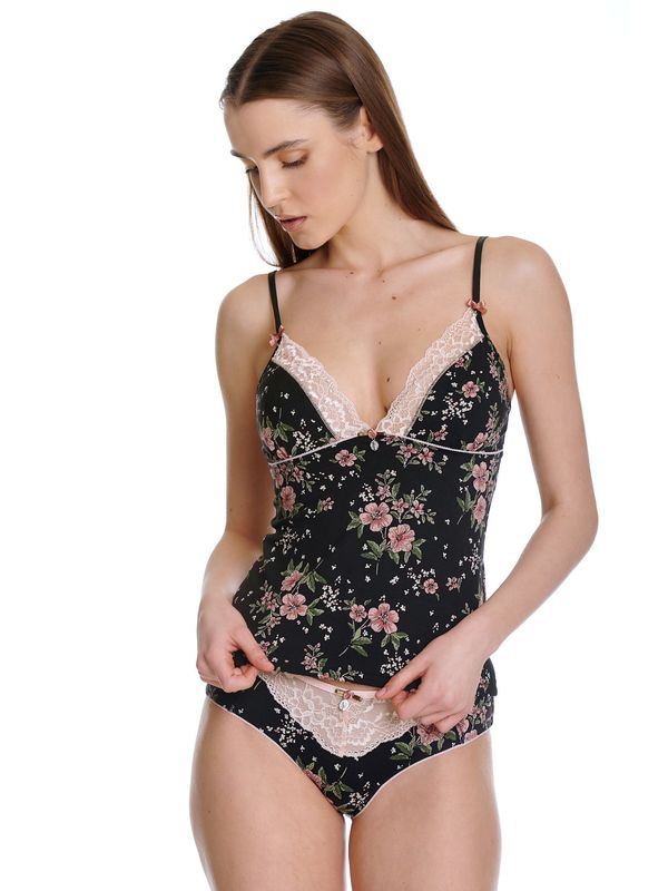 Nastrovje Potsdam Vive Maria Hibiscus Dream Damen Wäscheset: Top mit Slip schwarz allover