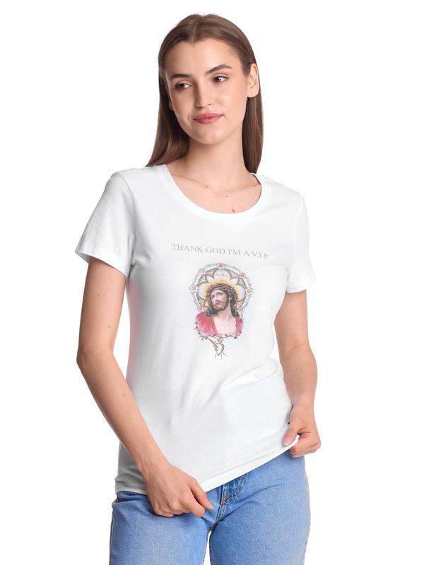 Nastrovje Potsdam Vive Maria Thank God Jesus Damen T-Shirt weiss