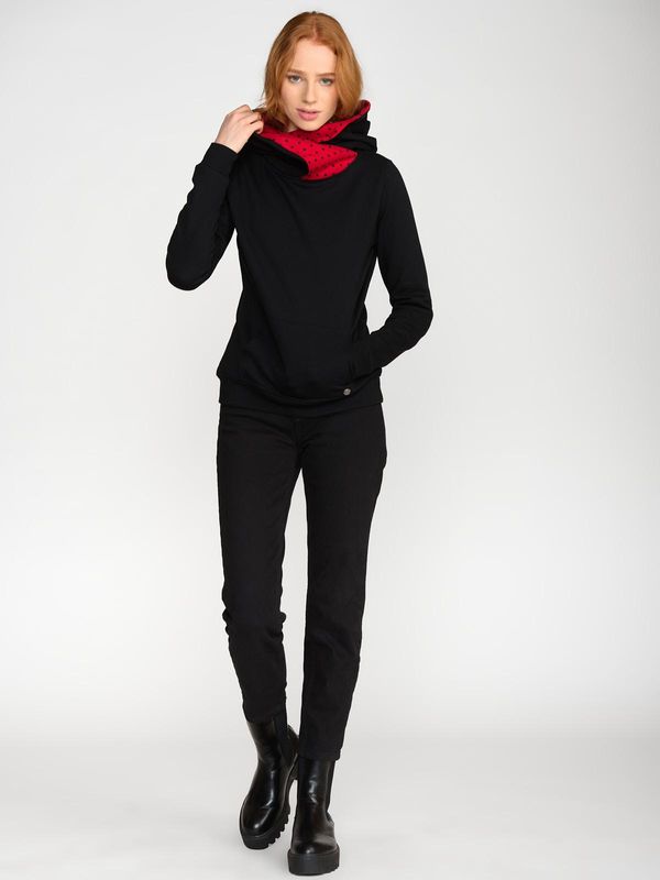 Nastrovje Potsdam Pussy Deluxe Black Dotties On Red Hoodie Damen Schalkragenpullover schwarz/allover