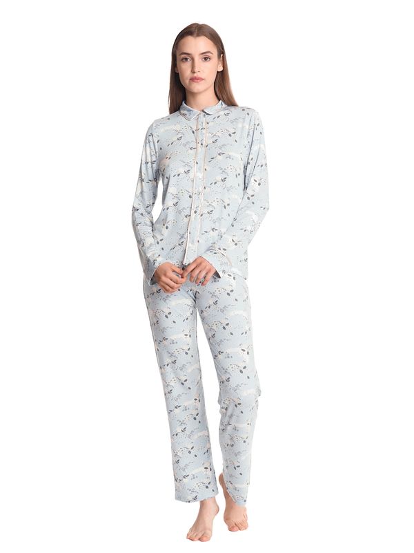 Nastrovje Potsdam Vive Maria Blue Monday Damen Pyjama blau allover