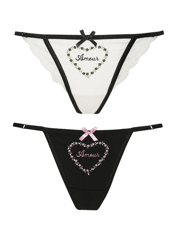 Nastrovje Potsdam Vive Maria Princess Love Damen Stringtanga-Set creme/schwarz