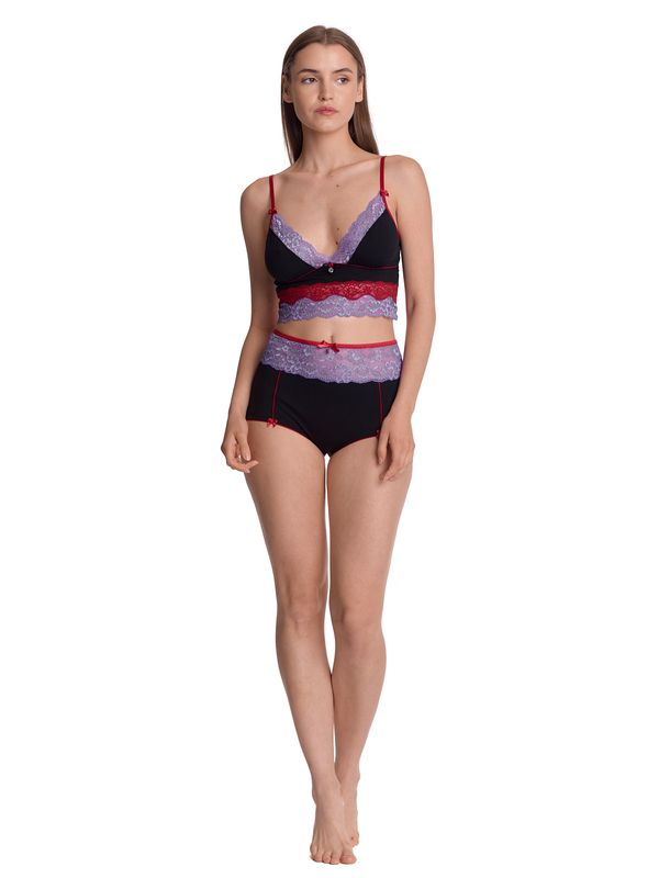 Nastrovje Potsdam Vive Maria Lavender Love Damen Wäscheset: Top mit Panty lilac/black