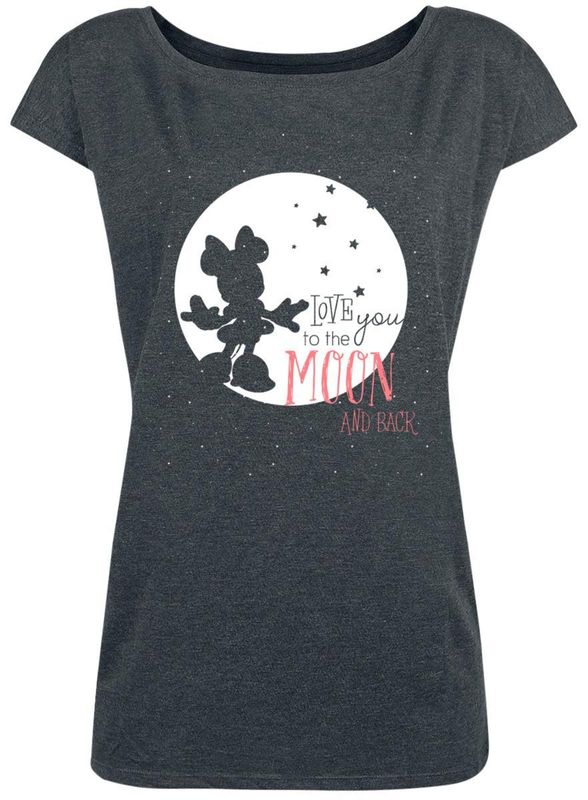 Nastrovje Potsdam Mickey & Minnie Mouse Moon Damen Loose-Shirt dunkelgrau meliert