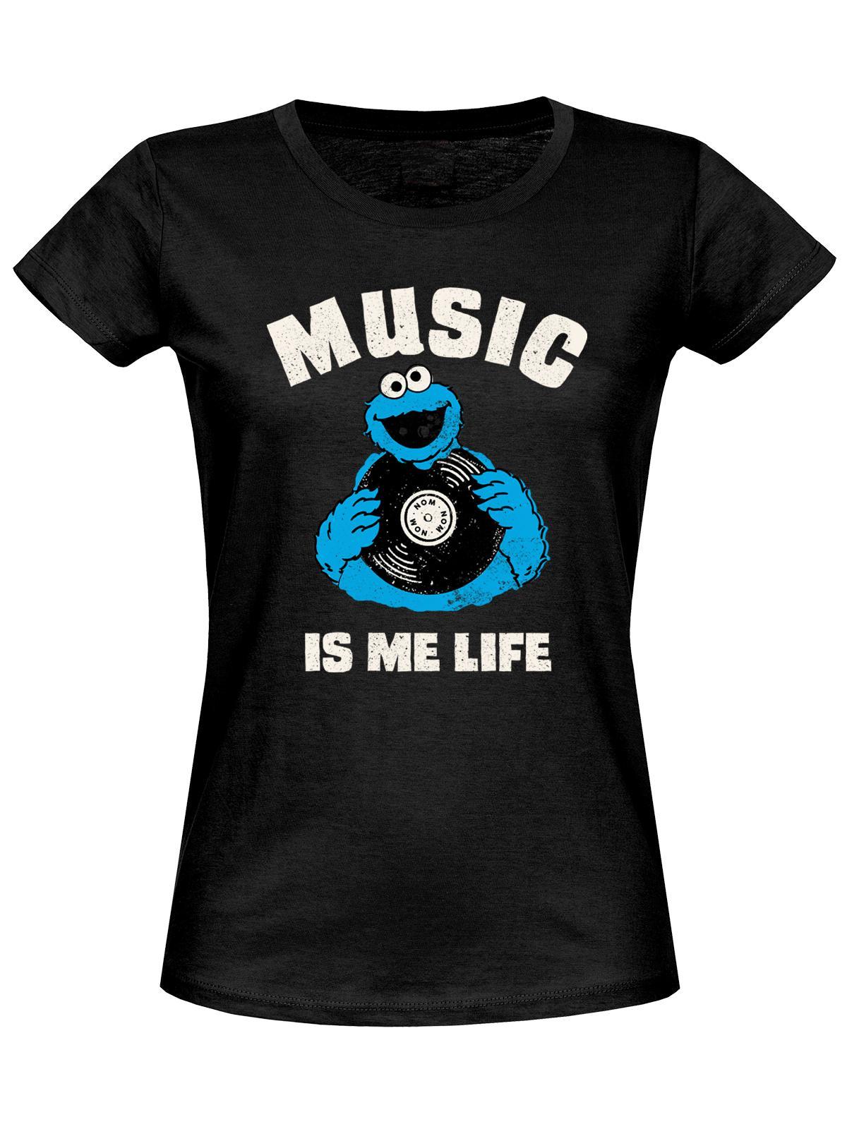 Sesamstrasse Music Is Me Life Damen T-Shirt schwarz