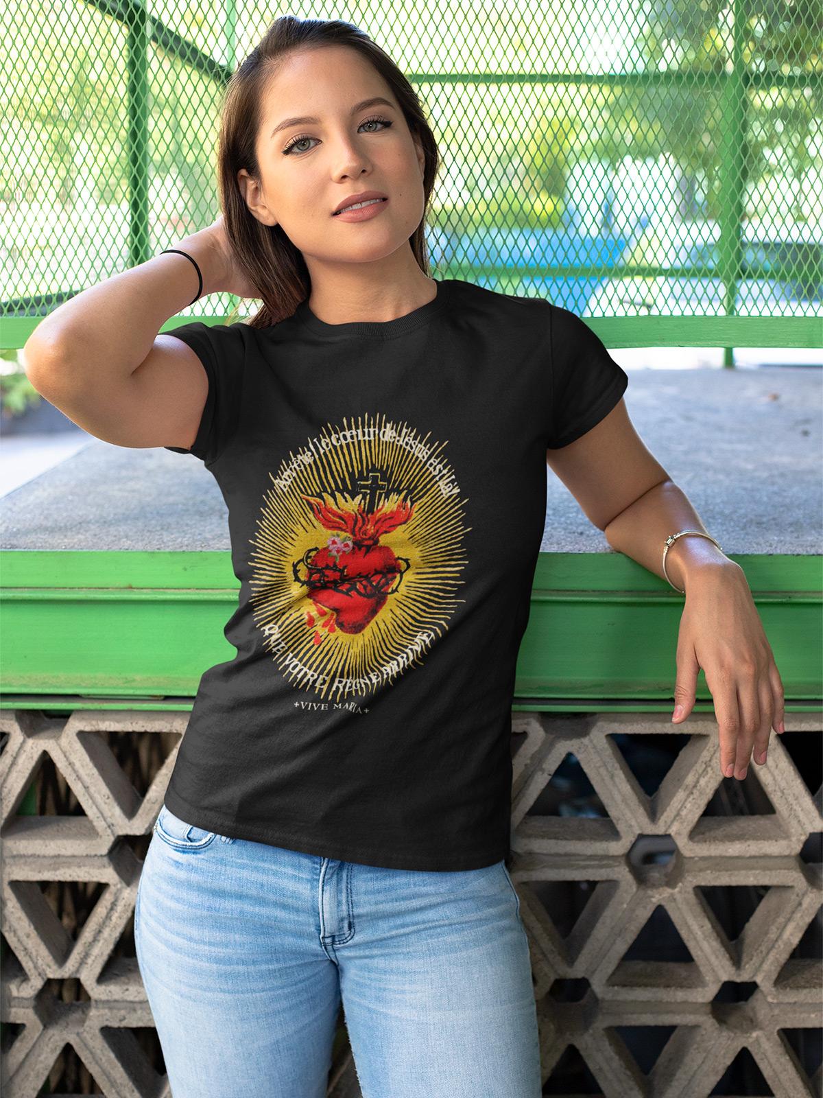 Vive Maria Burning Heart T Shirt female black Napo Webshop