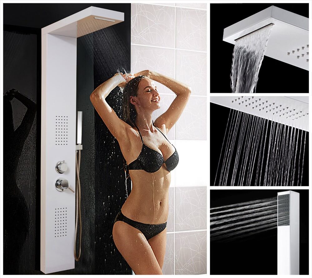 Home Deluxe Panel de ducha con rociador CASCATA - Blanco 4