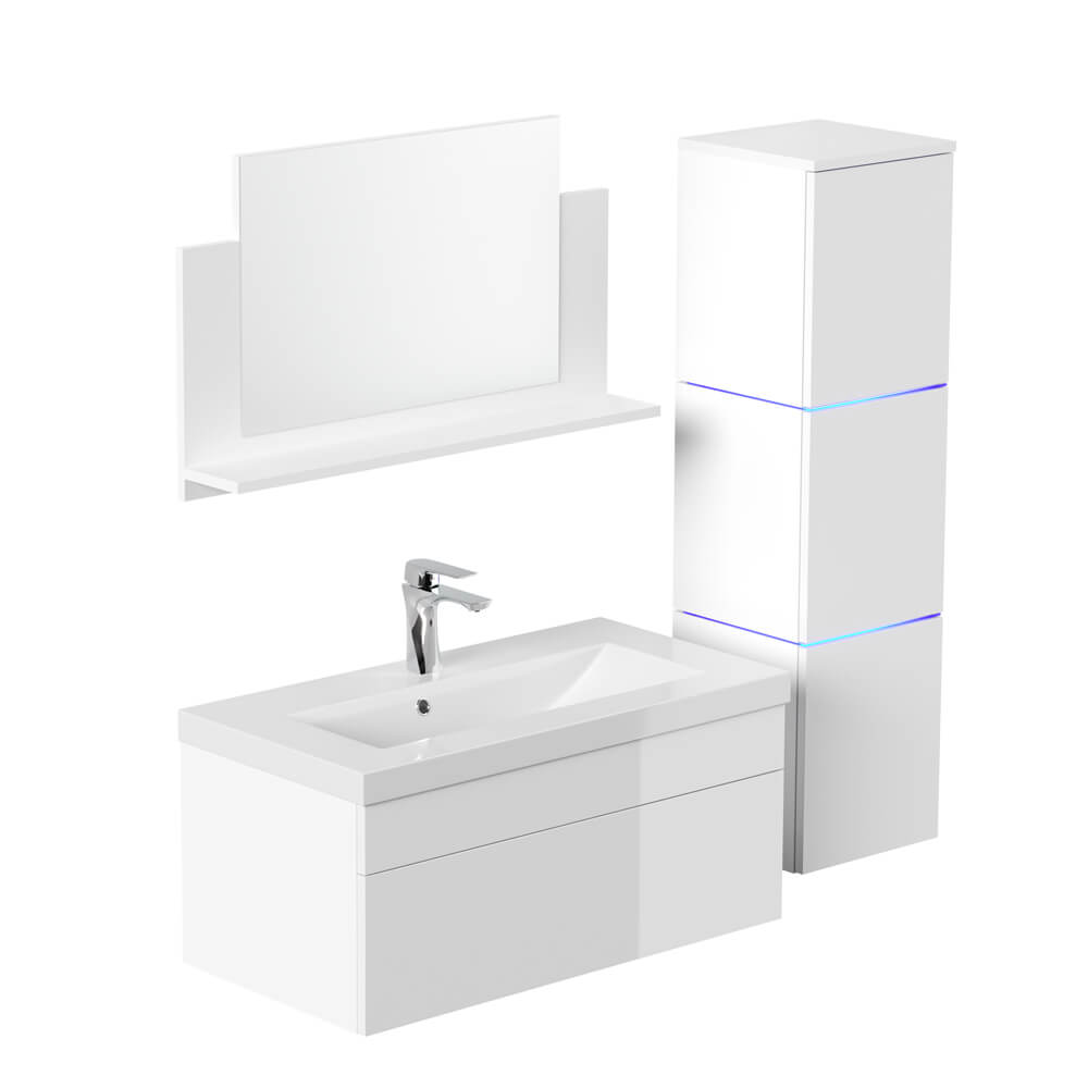 Badmöbel WANGEROOGE BIG - L Weiß - Made in Germany 2