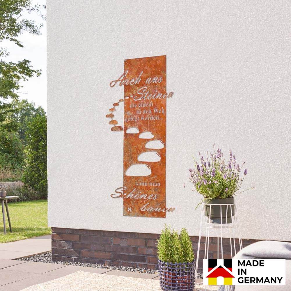 Home Deluxe Letrero de jardín oxidado STEINIGER WEG - Hecho en Alemania