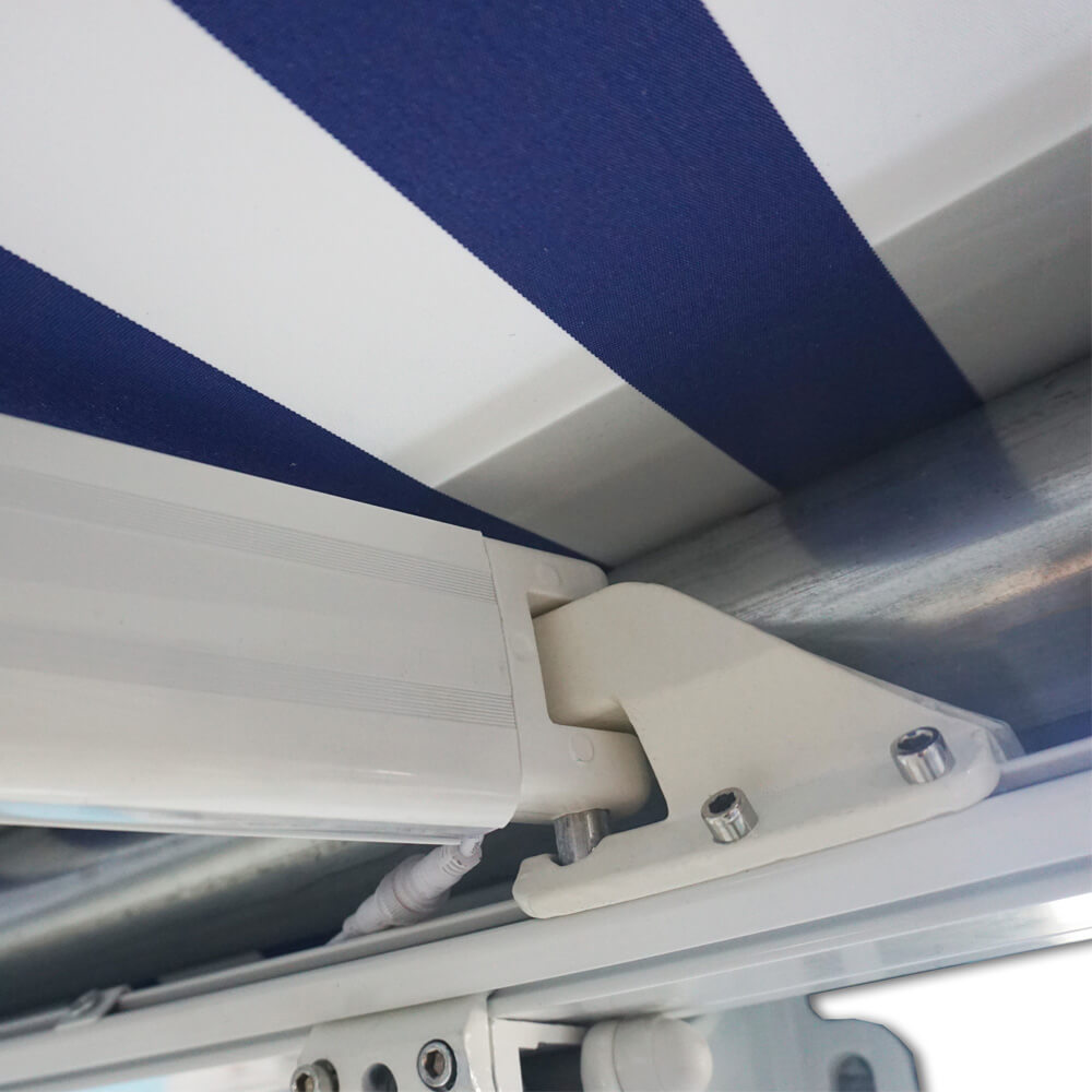 LED Vollkassettenmarkise Markise Terrasse Überdachung SandMarineblau Windsensor