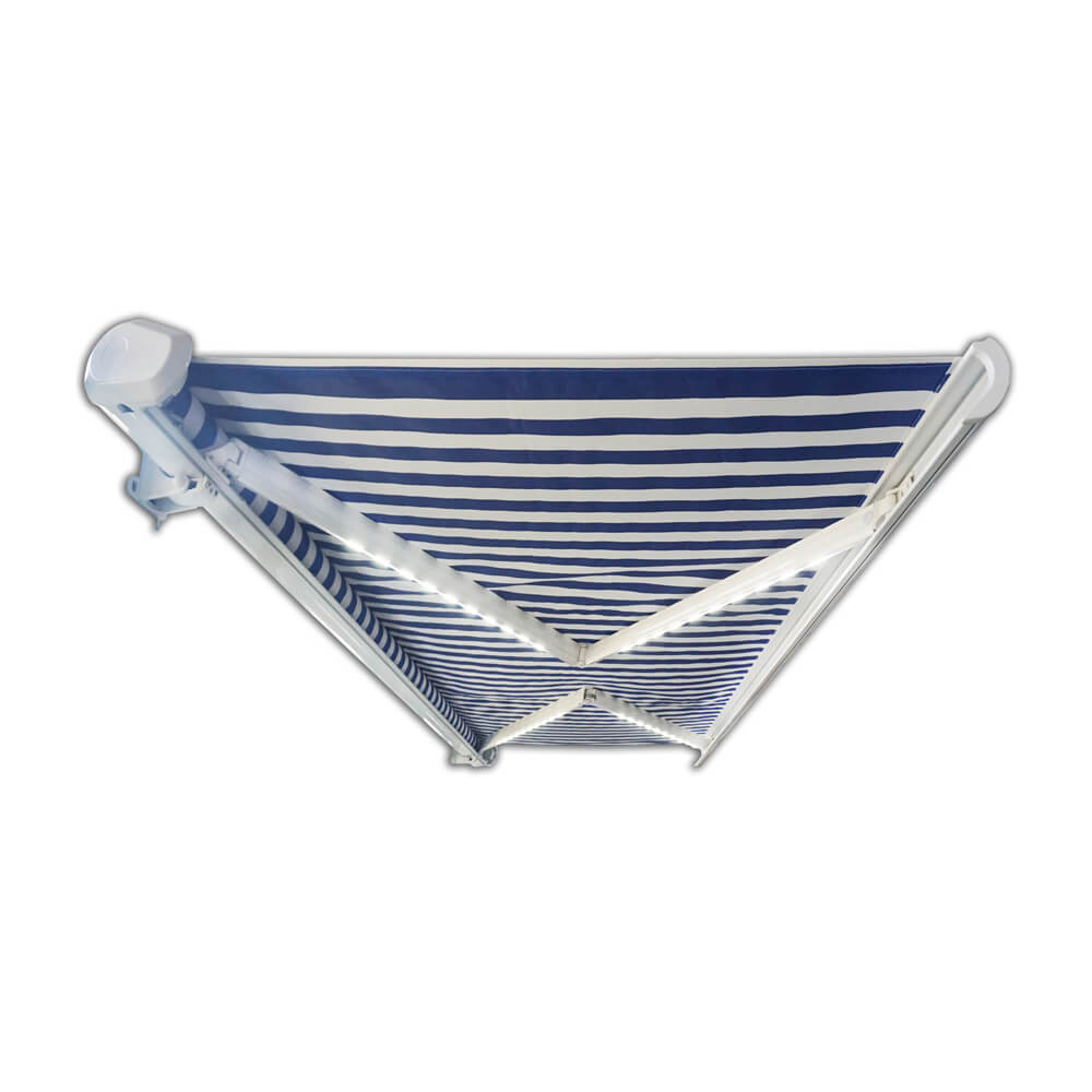 LED Vollkassettenmarkise Markise Terrasse Überdachung SandMarineblau Windsensor