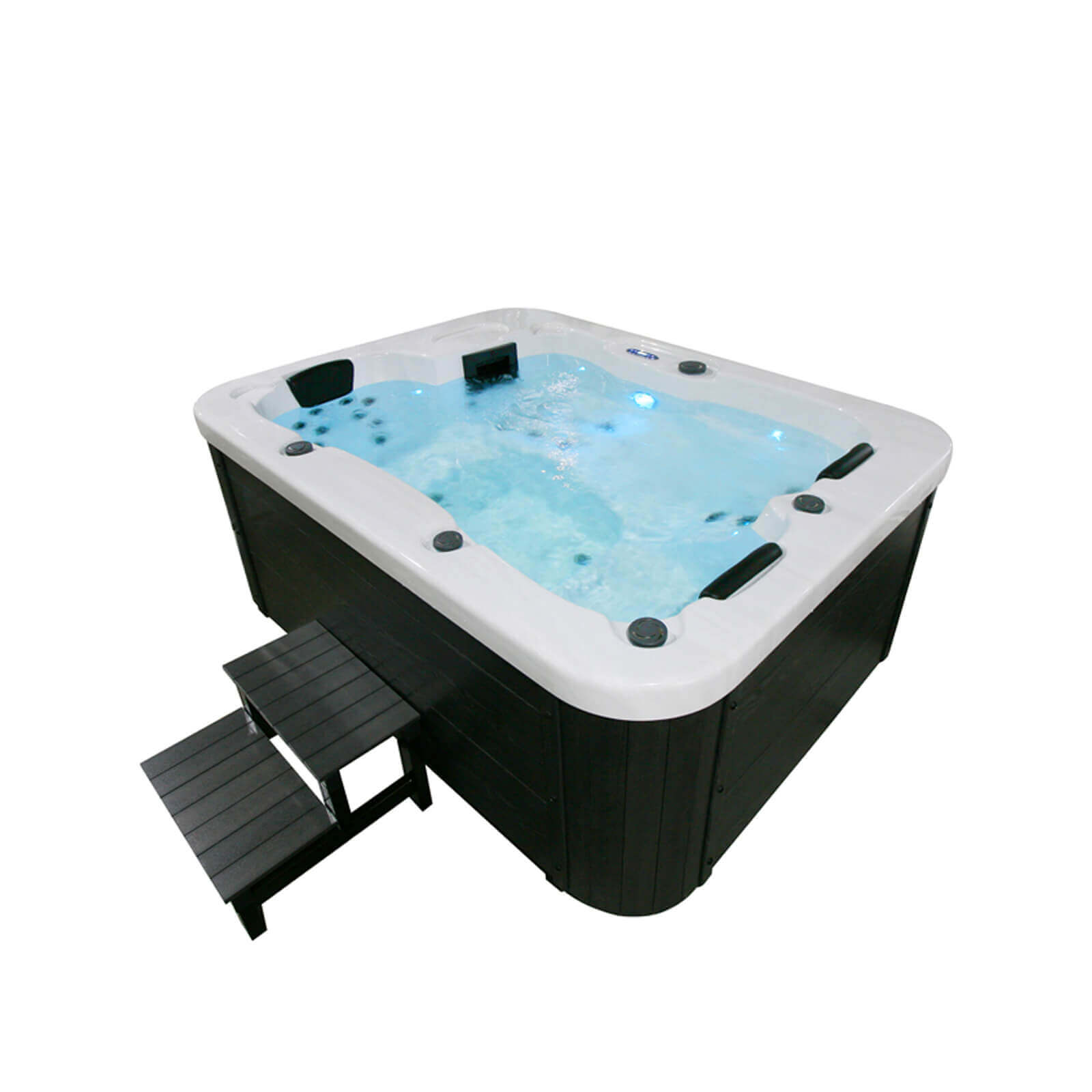 Buitenwhirlpool WIT MARMER - Met trap en thermische afdekking 2