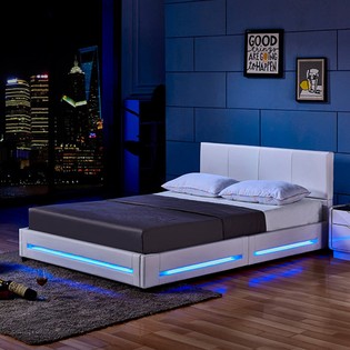 Letto LED ASTEROID - 180 x 200 cm bianco 1