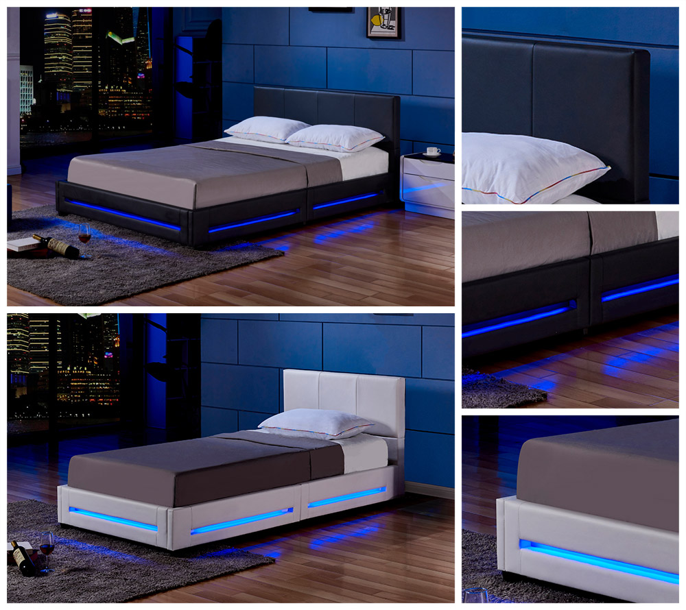 Home Deluxe Cama LED ASTEROID - 180 x 200 cm negro