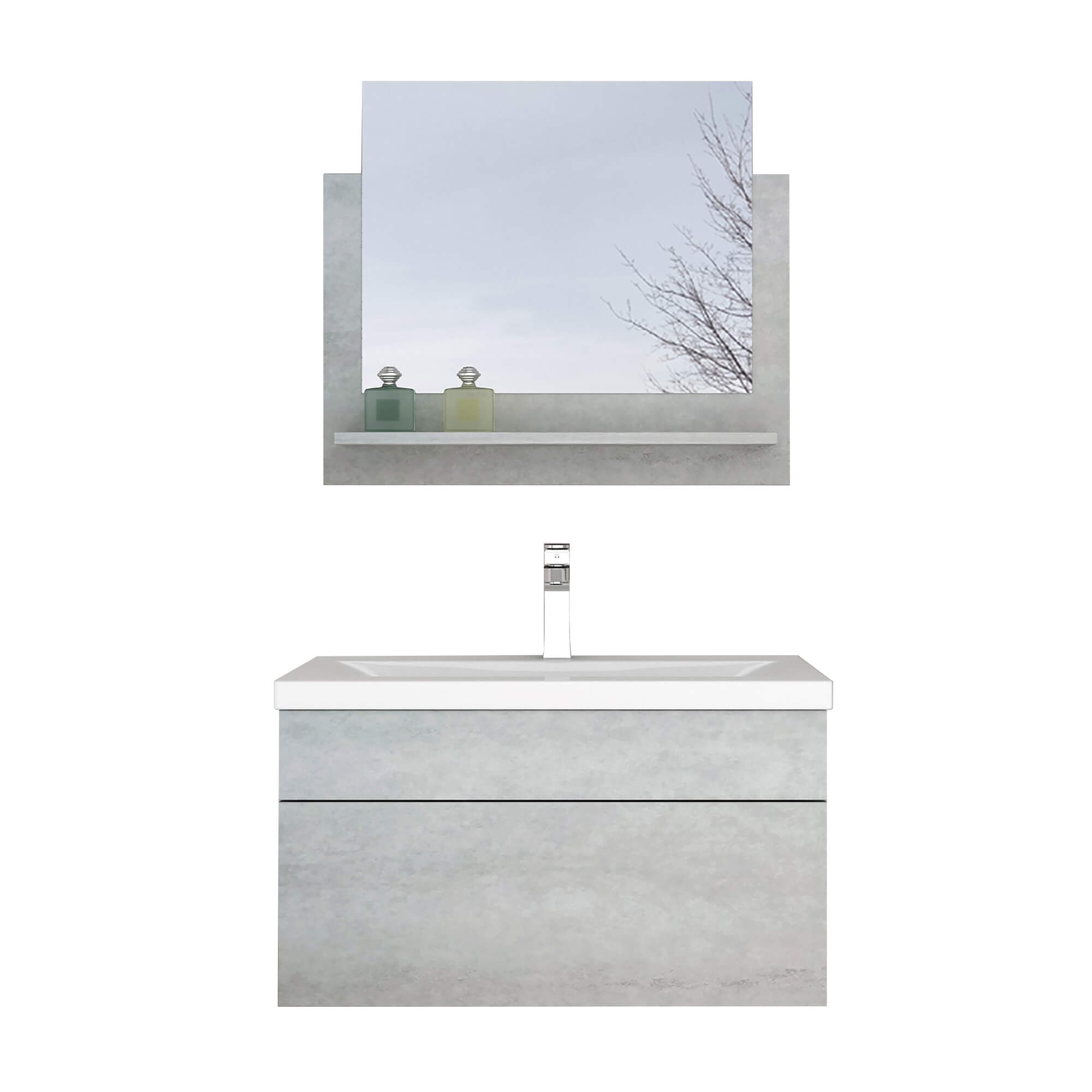 Home Deluxe Juego completo de muebles de baño WANGEROOGE M - gris