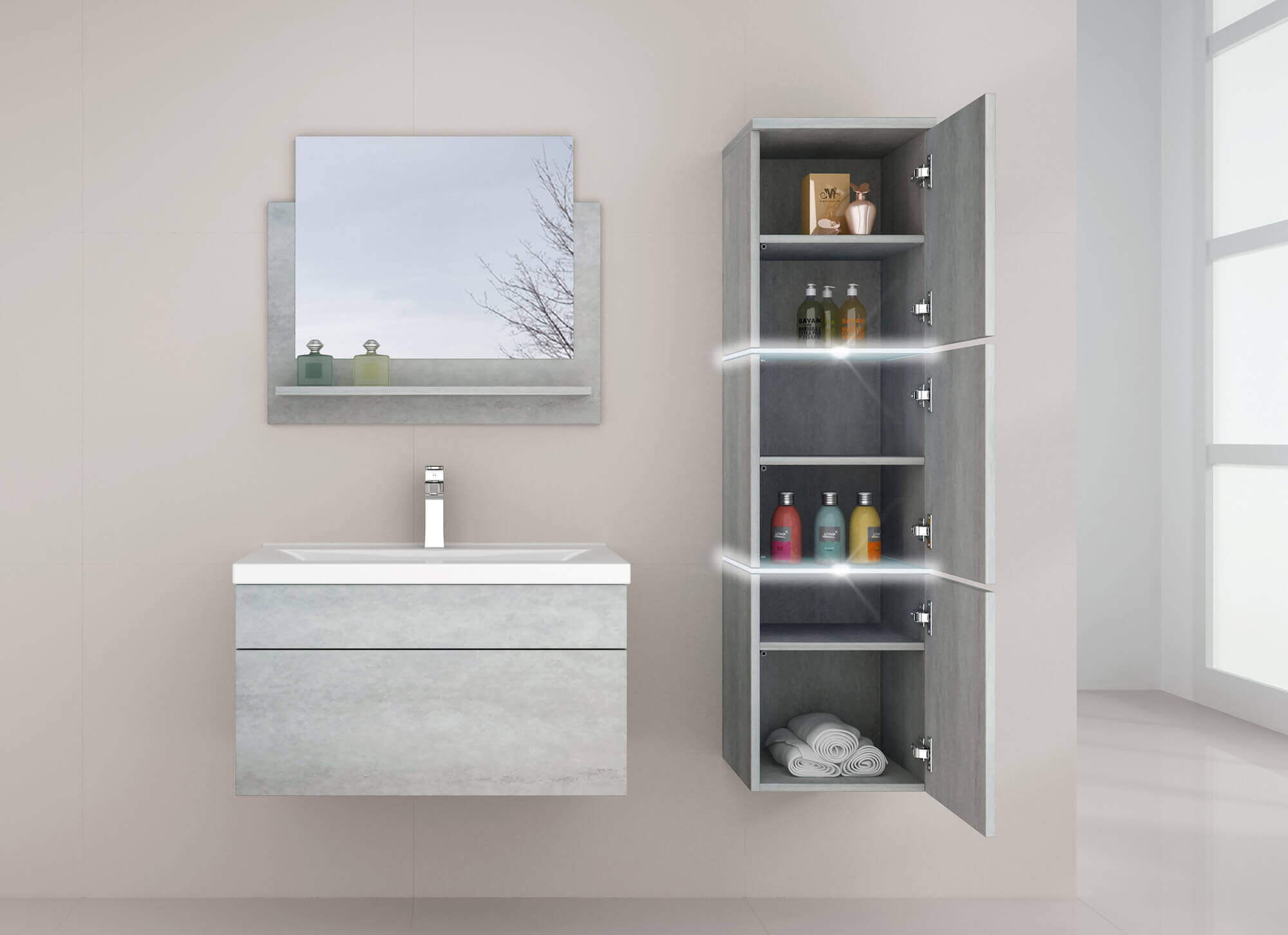 Home Deluxe Conjunto mueble de cuarto de baño WANGEROOGE BIG L - Gris 4