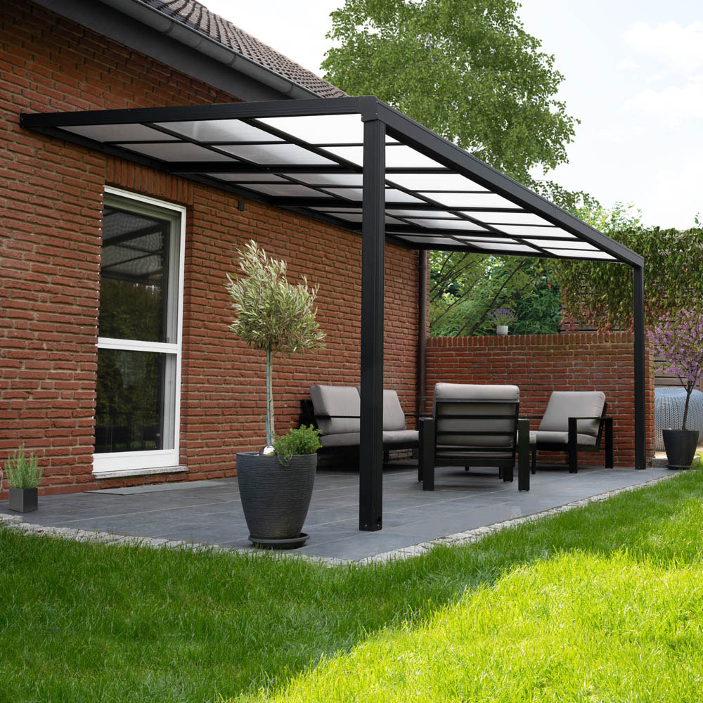 Terrassenüberdachung SOLIS DELUXE - 390 x 295 x 233 / 272  cm Grau