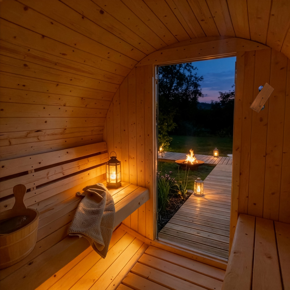 Home Deluxe Sauna exterior de barril LAHTI L - 195 x 180 cm para 4 personas 3