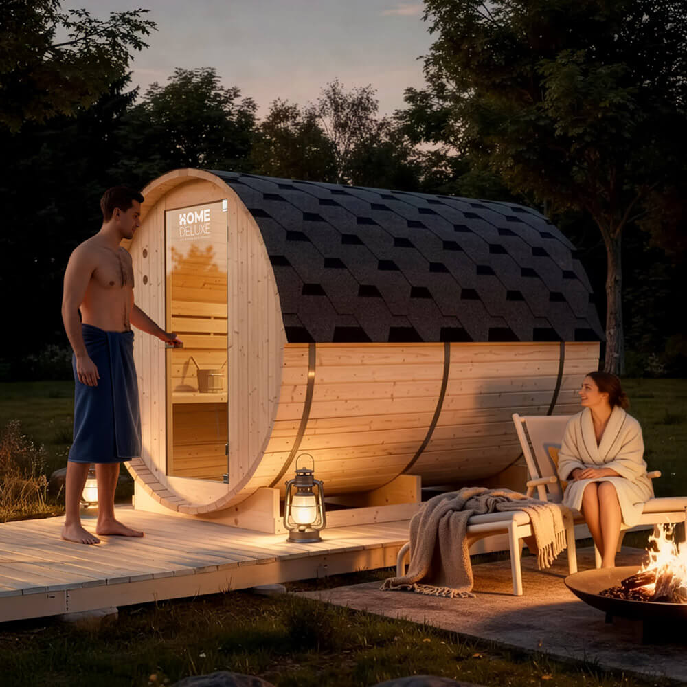 Home Deluxe Sauna exterior de barril LAHTI XL - 195 x 220 cm para 4 personas 2