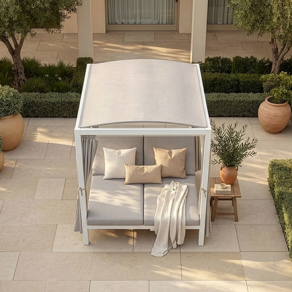 Home Deluxe Tumbona con funda LYON - 208 x 188 cm Blanco 3