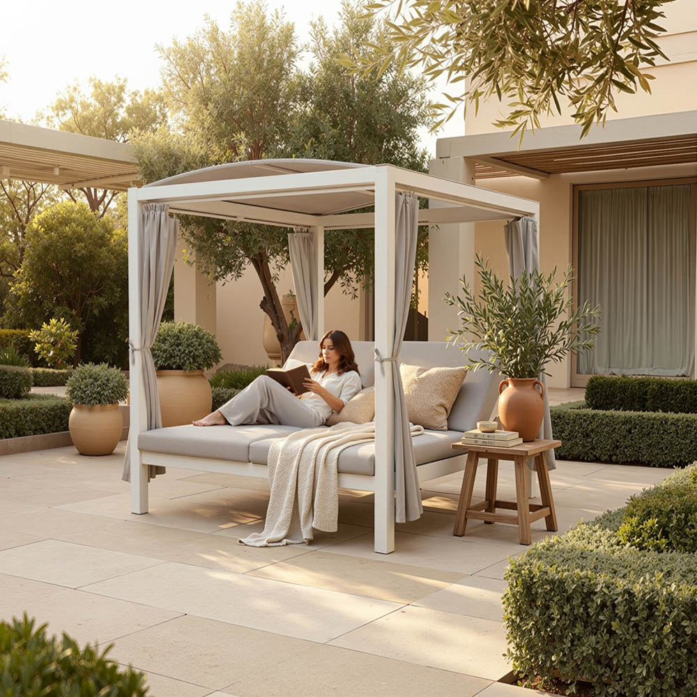 Home Deluxe Tumbona con funda LYON - 208 x 188 cm Blanco 2