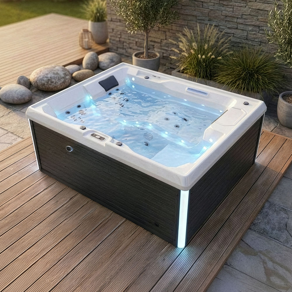 Home Deluxe Bañera de hidromasaje exterior STREAM PURE 211 x 156 cm para 3 personas