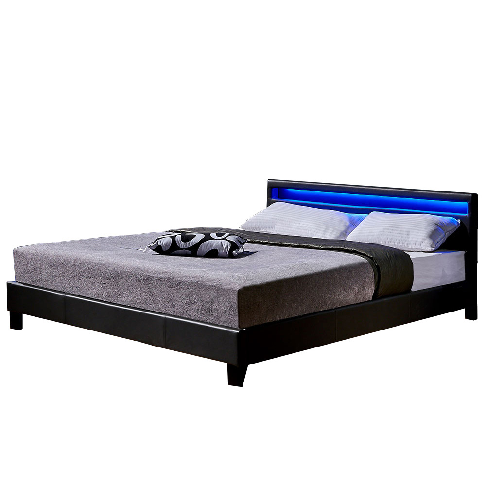 Cama LED ASTRO - 180 x 200 cm cinzento escuro 2