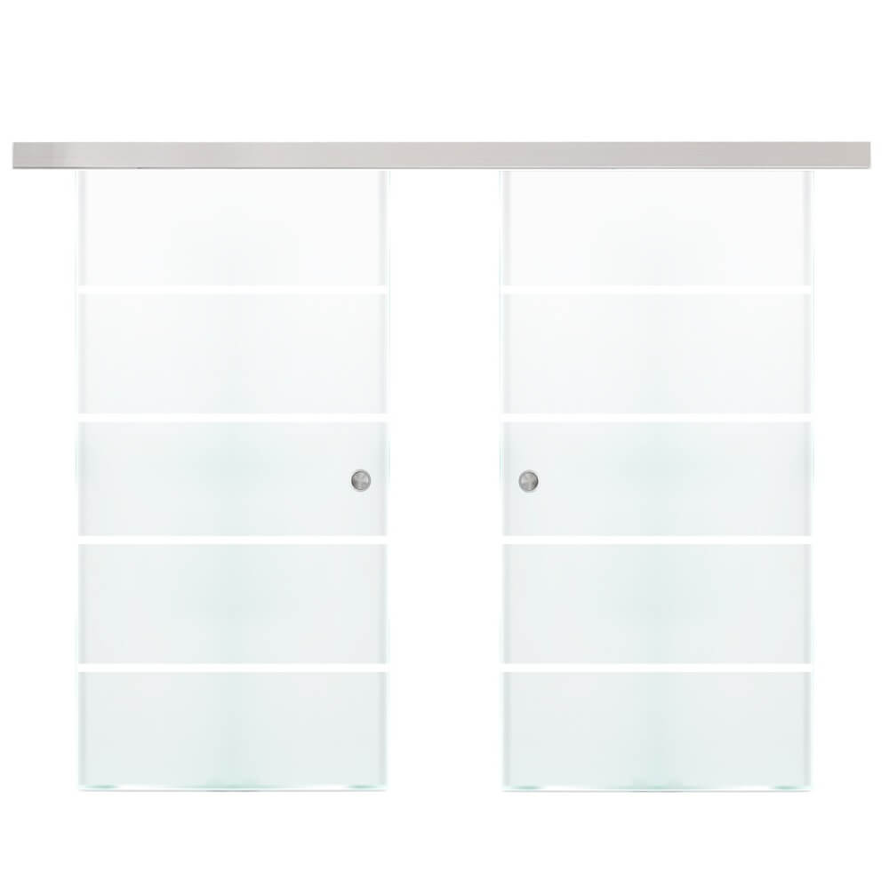 Porta scorrevole doppio vetro SIRENA – 205 x 90 cm vetro satinato rigato 2