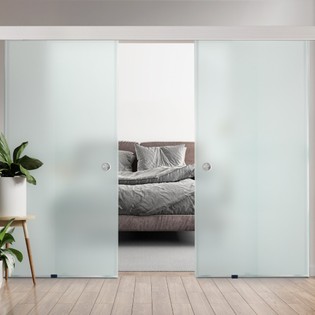 [Pacchetto] Porta scorrevole SAPHIR doppio vetro – vetro satinato 205 x 105 cm 1