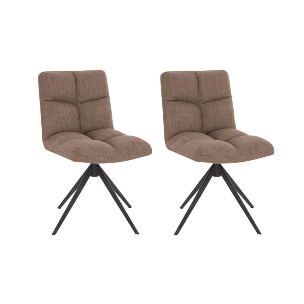 Set di 2 sedie da pranzo girevoli NODA - tessuto intrecciato grigio / marrone 2