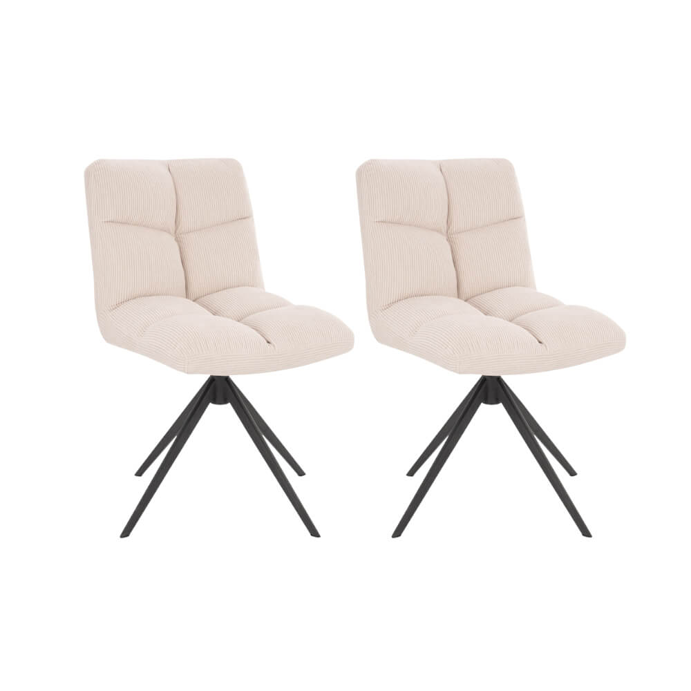 Draaibare eetkamerstoelen set van 2 NODA – Cord Cream 2