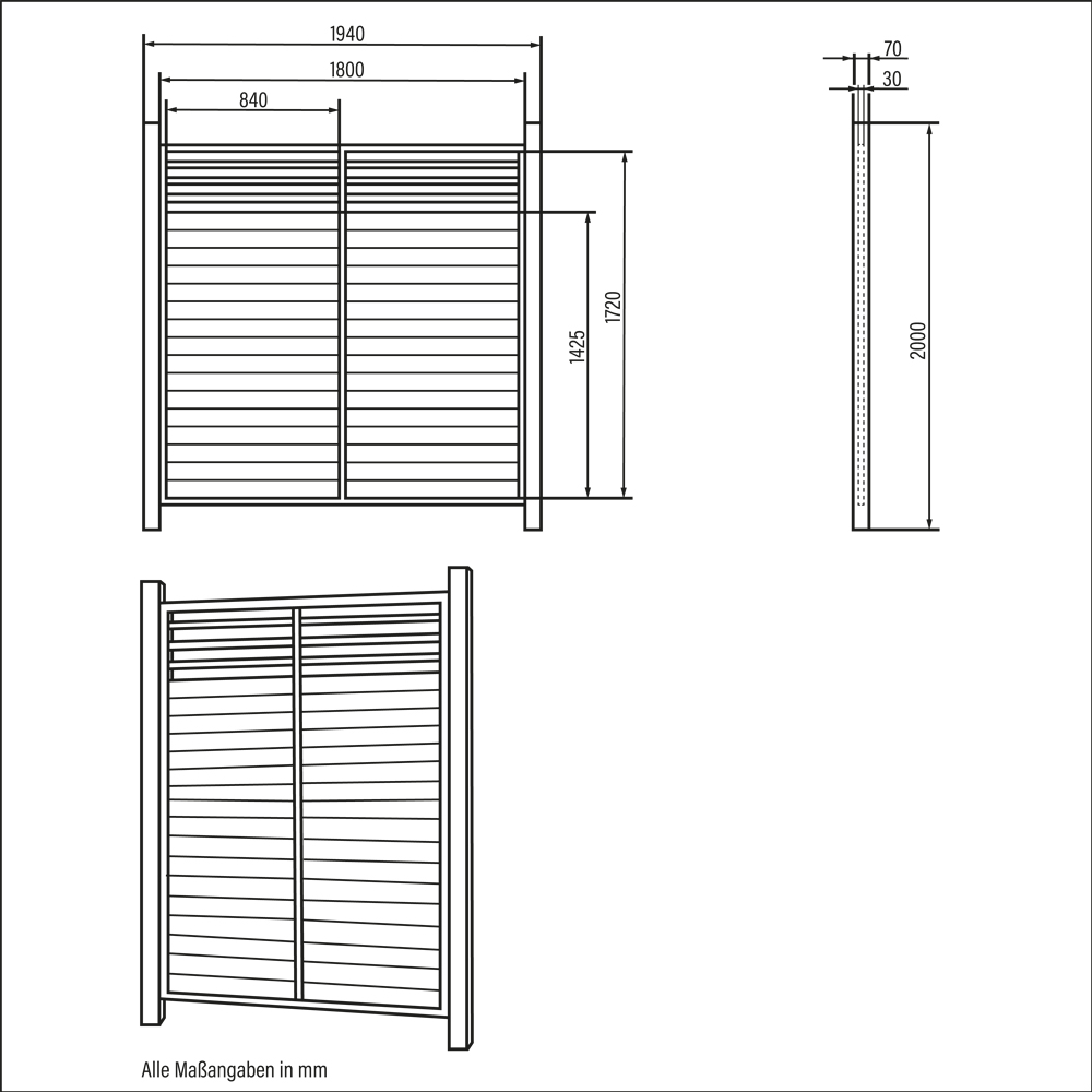 Home Deluxe Valla de privacidad de madera SOMA - 180 x 180 cm 1x poste 4