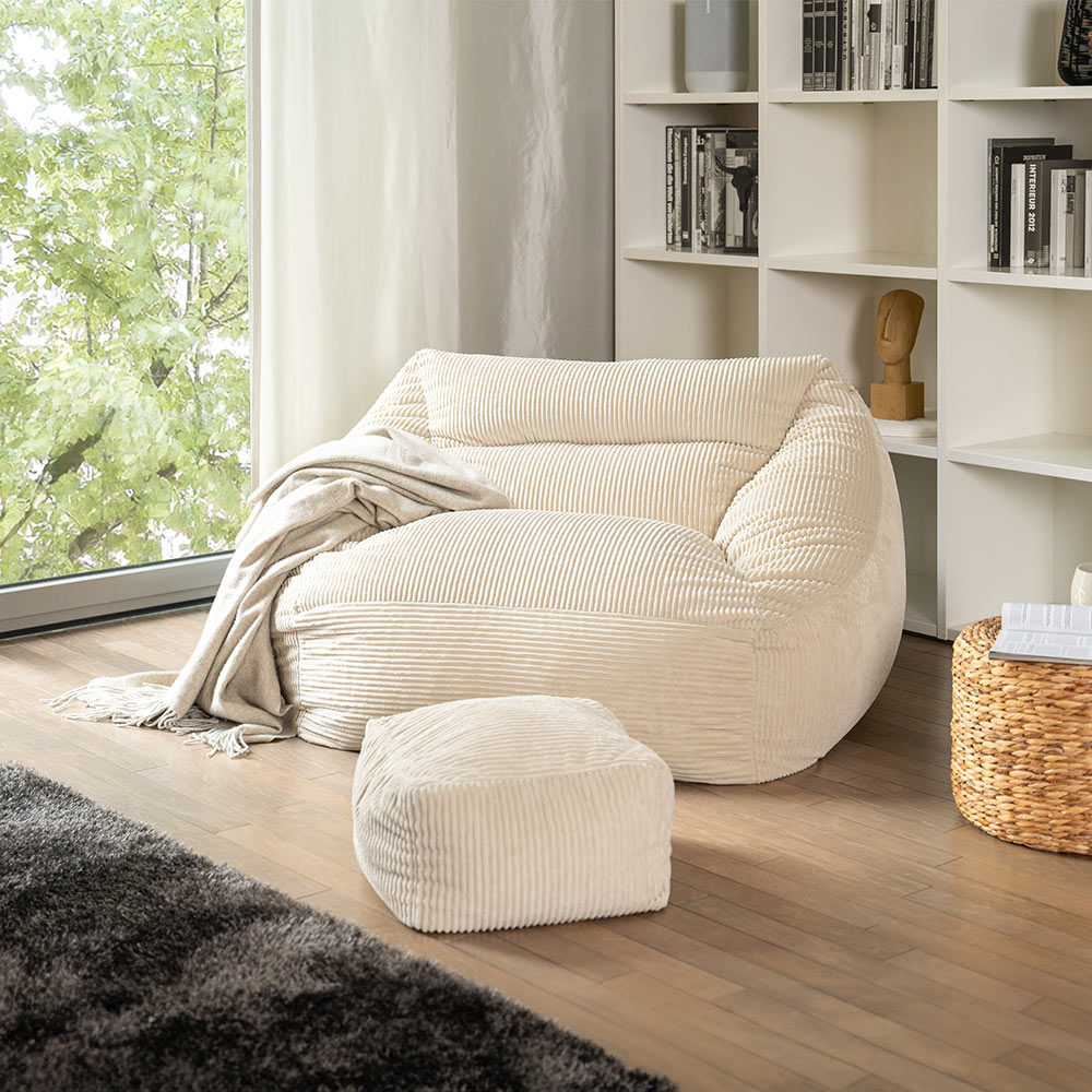 Bean bag with stool COZY – beige