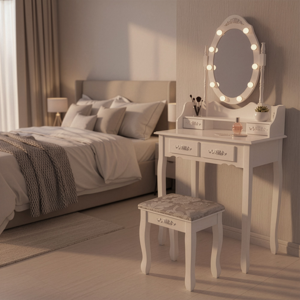 Home Deluxe Tocador con espejo e iluminación LED ROSY Blanco 2