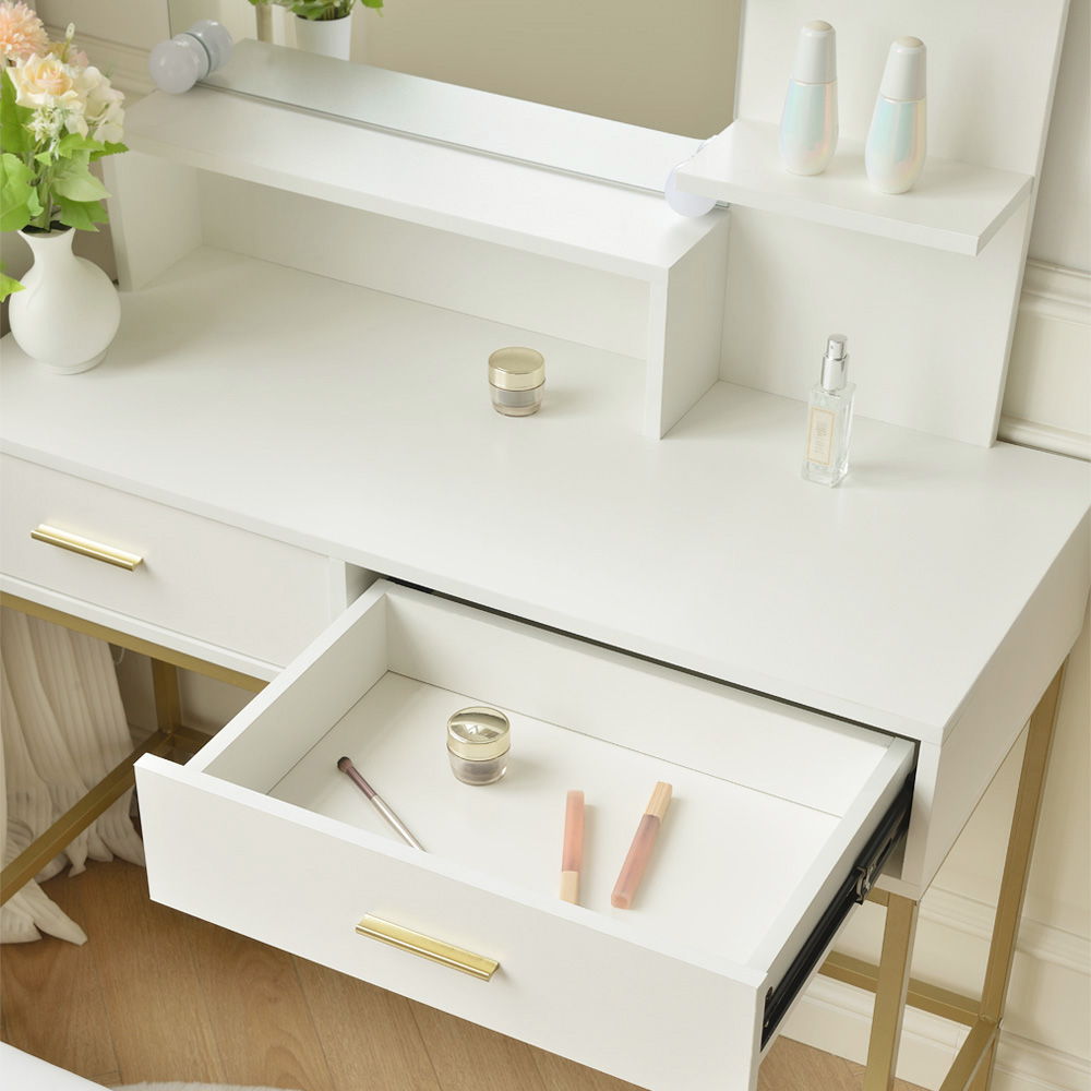 Home Deluxe Tocador con espejo e iluminación LED KASIA - blanco/oro 3