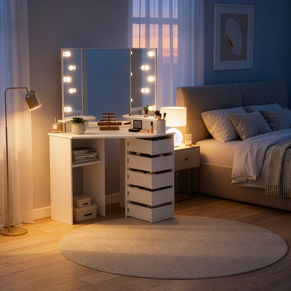 Home Deluxe Tocador con iluminación LED CANDICE - Blanco 2