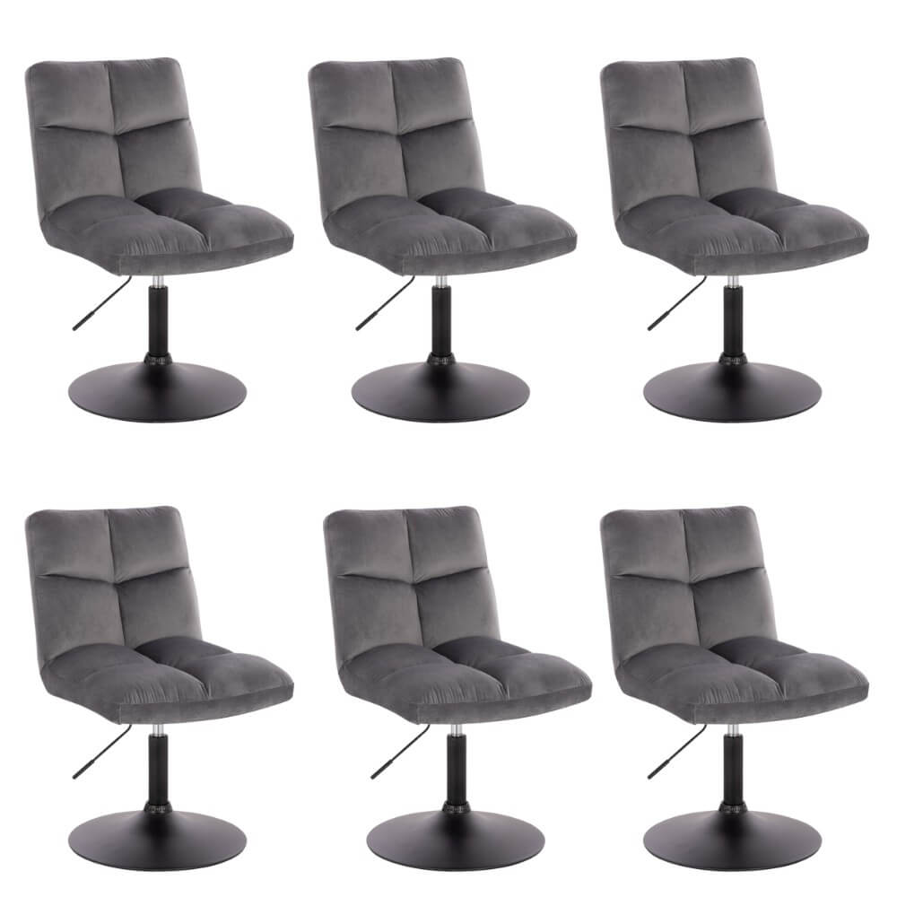 Set di 6 sgabelli da bar ad altezza regolabile ACE - velluto grigio chiaro 2