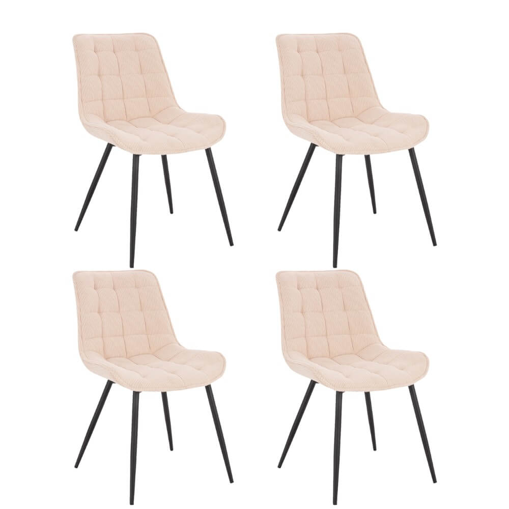 Eetkamer gestoffeerde stoelen set van 4 IKALO – Cord crème 2