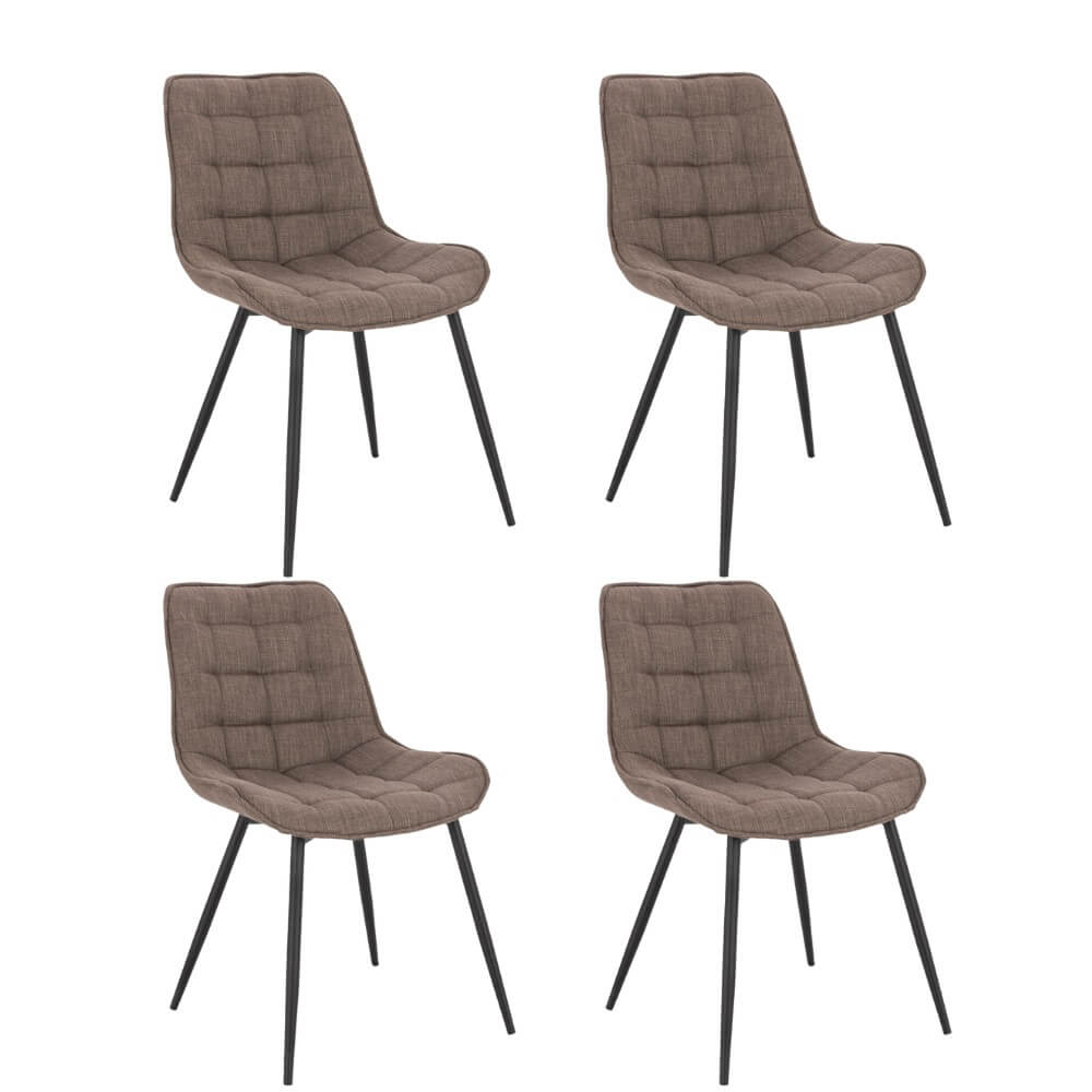 Eetkamer gestoffeerde stoelen set van 4 IKALO – geweven stof grijs/bruin 2