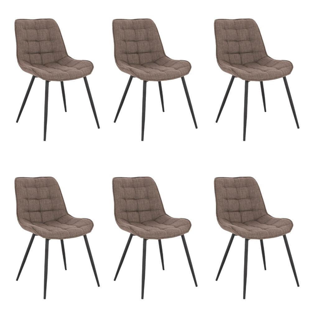 Eetkamer gestoffeerde stoelen set van 6 IKALO – geweven stof grijs/bruin 2